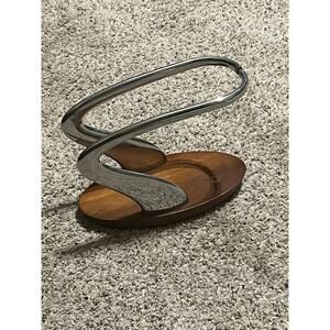 NAMBE Lupo Napkin Holder Crafted from Nambe Alloy & Acacia Wood